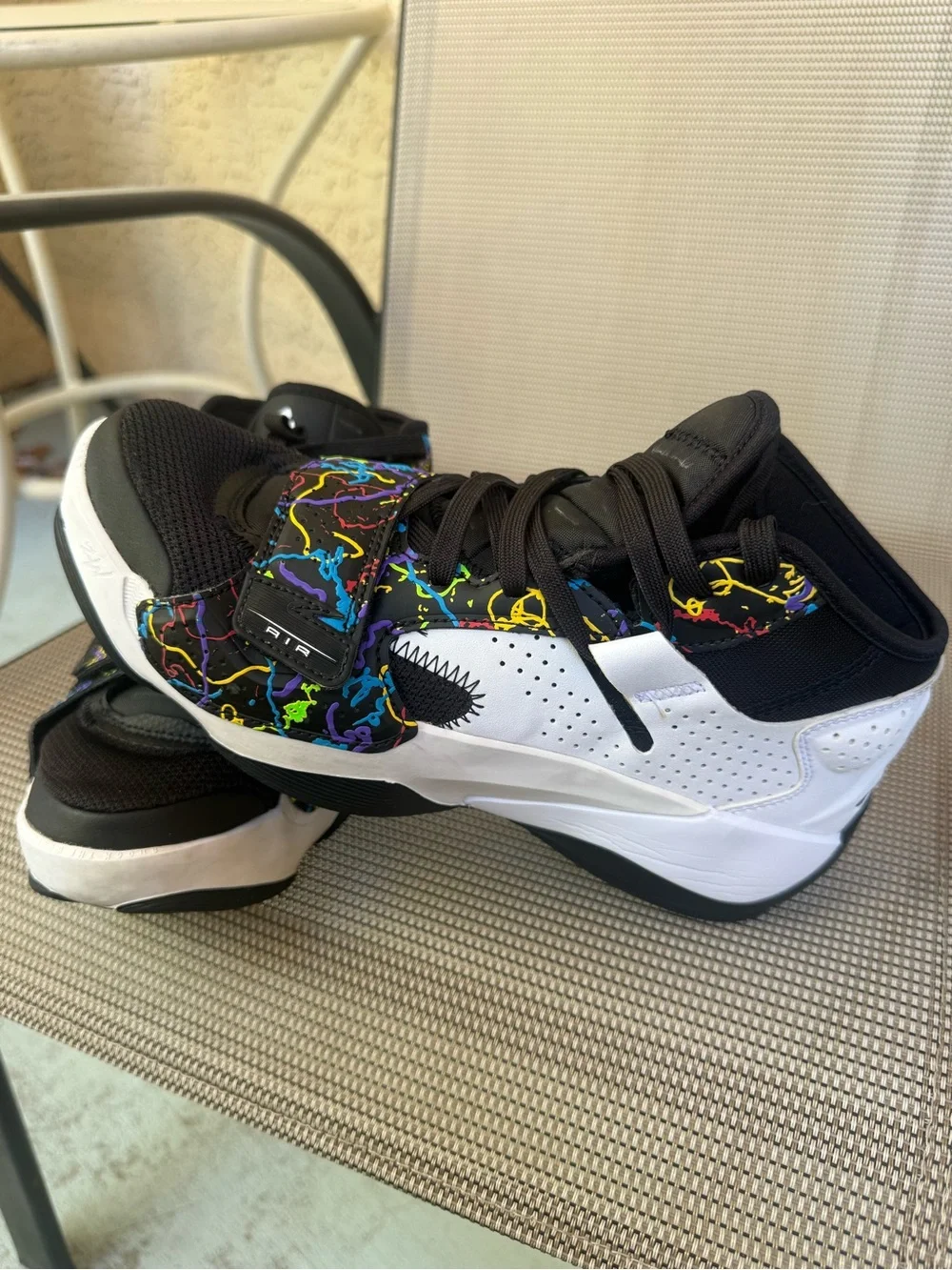 Jordan Kids Black Sneakers with Neon Multicolor Splash